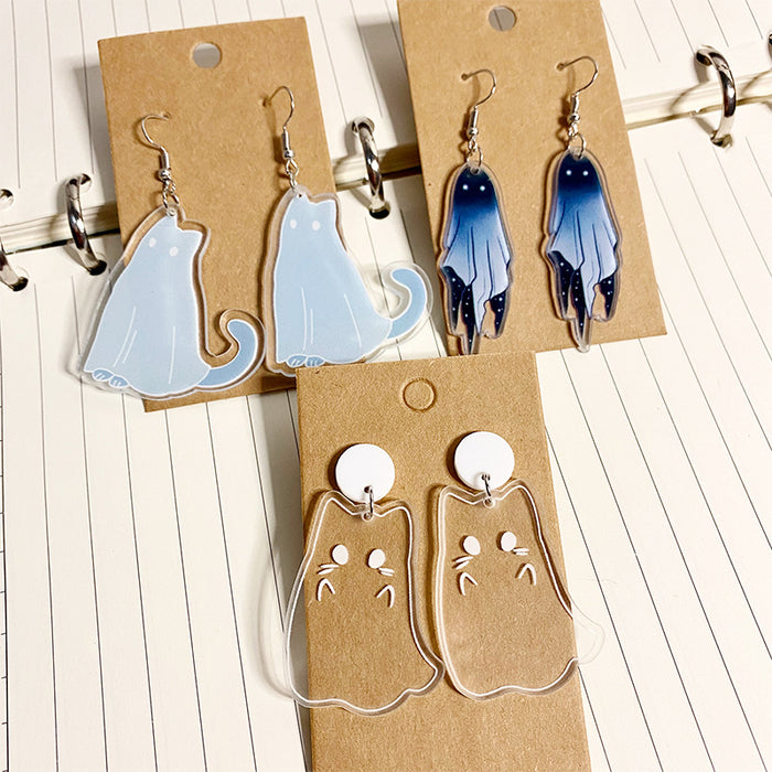 Wholesale   Earrings Ghost Cat Dark Style Acrylic Earrings Acrylic Printed