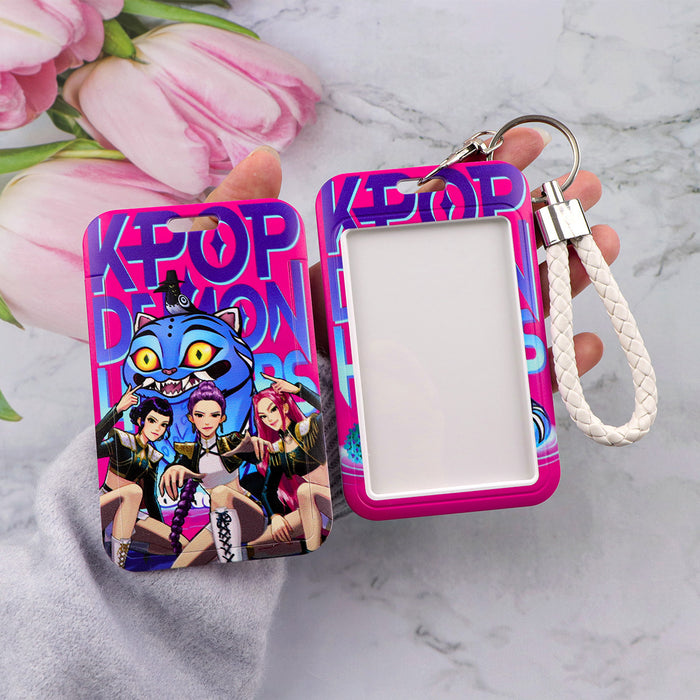 Wholesale 5 pcs KPOP Women' s Lanyard Hard Case Multi-functional Protective Card Holder Keychain
