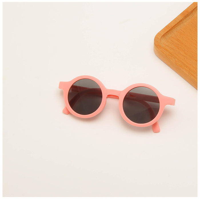 Wholesale Folding children's sunglasses, minimalist frosted glasses, round frame sun protection sunglasses