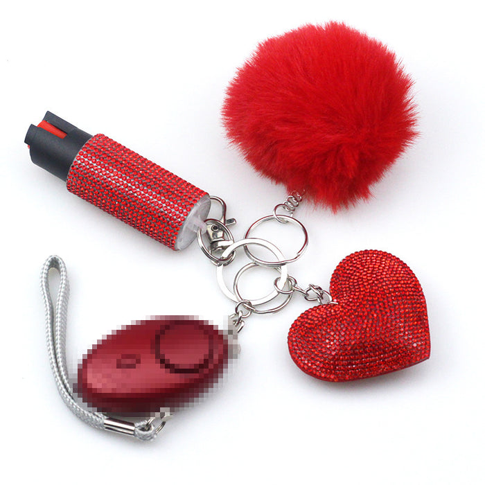 Wholesale Heart Hot Diamond Functional Plastic Keychain Diamond 4-piece Set JDC-KC-TouMS021