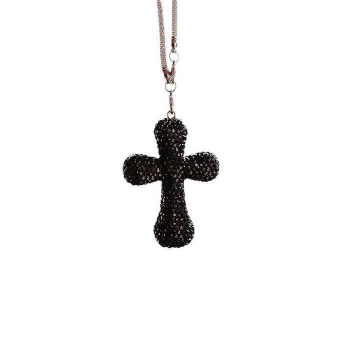 Wholesale Simple Black Rhinestone Cross Car Hanging Ornament Interior Decoration Gift