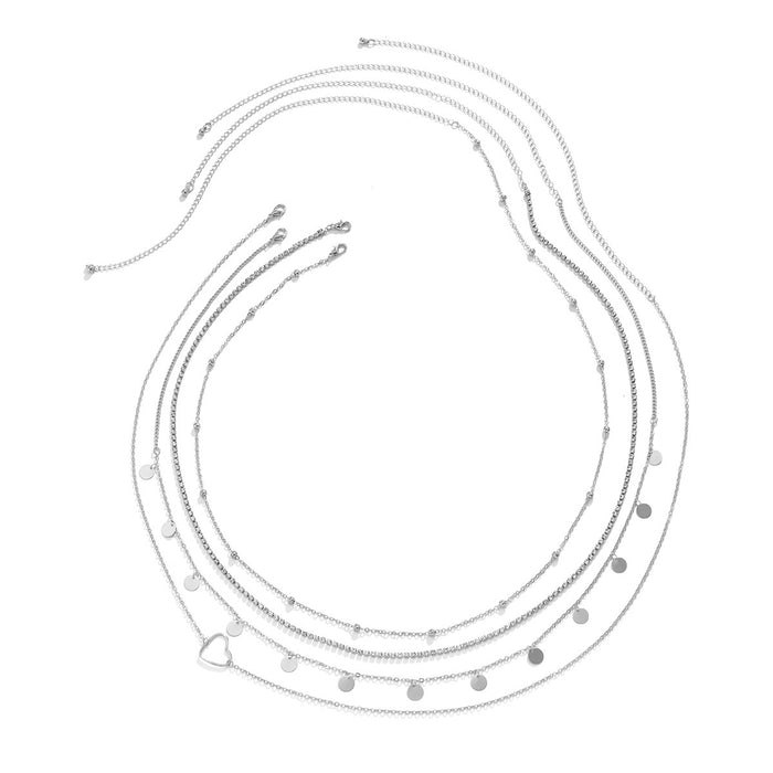 Wholesale Sexy multi-layer tassel sequin metal chain waist chain street racket rhinestone heart body chain