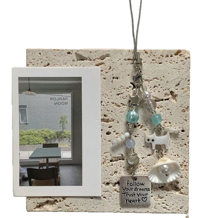Wholesale original design new style small fresh summer cat shell  chain key