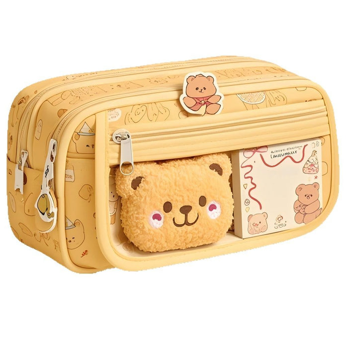 Wholesale Trendy Cute Pencil Case Large Capacity 9-Layer Flip with Butter Bear Design for Students stationery