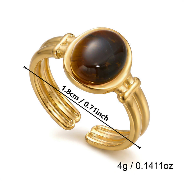 Wholesale Gold Plated Tiger Eye Stone Ring with Vintage Texture and Layered Beads