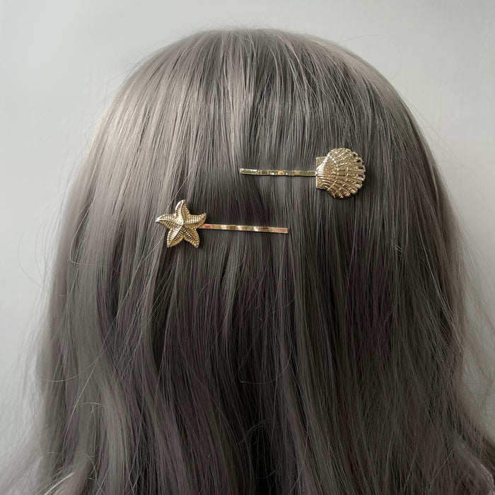 Wholesale Alloy Gold-Plated Shell  Starfish Hair Accessories Set Hairpin