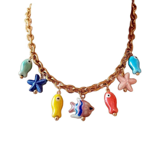 Wholesale Golden Chain Charm Series Necklace Fashion and Leisure