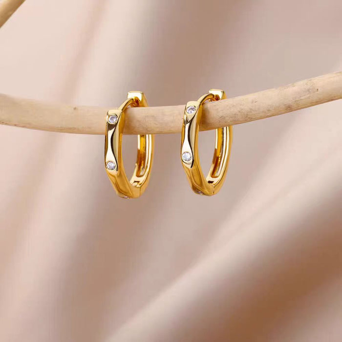 Wholesale Inlaid Zircon 18K Gold Accessible Luxury Elegant Earrings