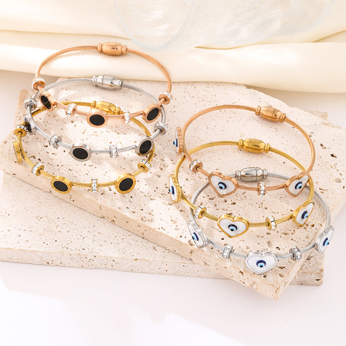 Wholesale Beaded bracelet with stainless steel gold-plated zircon stones