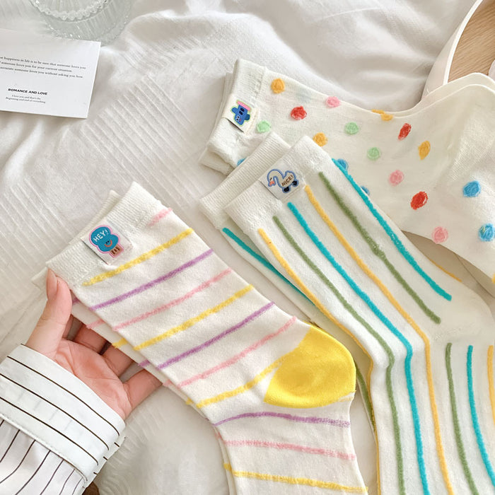 Wholesale Sock fabric label, middle tube, stacked socks, cotton socks