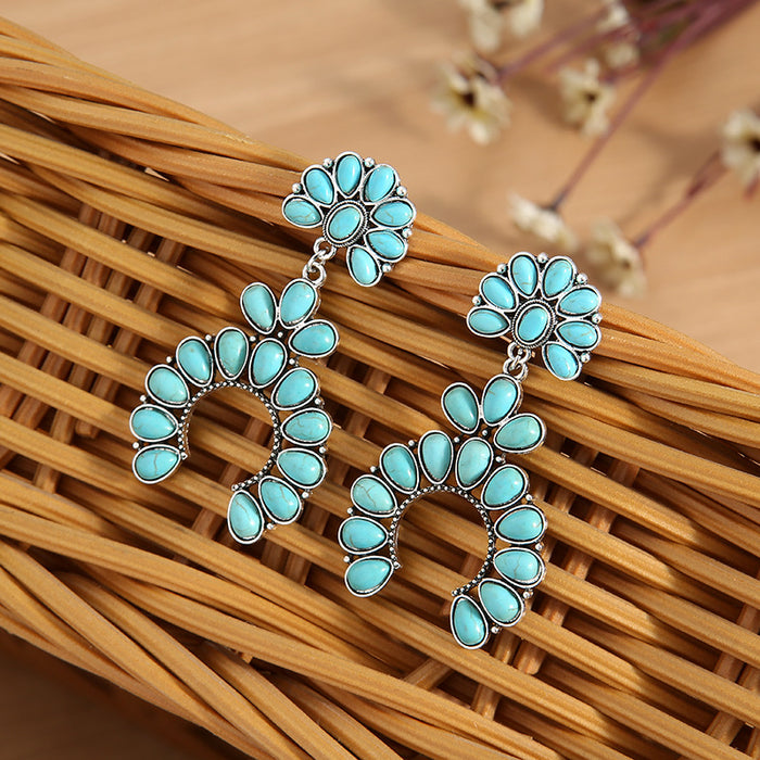 Wholesale Exaggerated Turquoise Earrings in Western Style