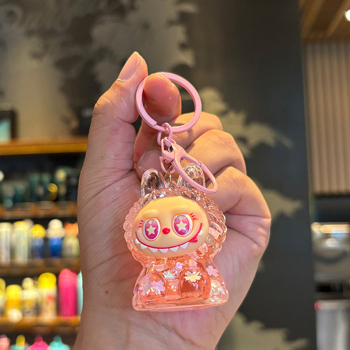Wholesale Acrylic Crystal Oil Sand Bottle Rabbit Keychain Fashion Accessory Gift for Girls