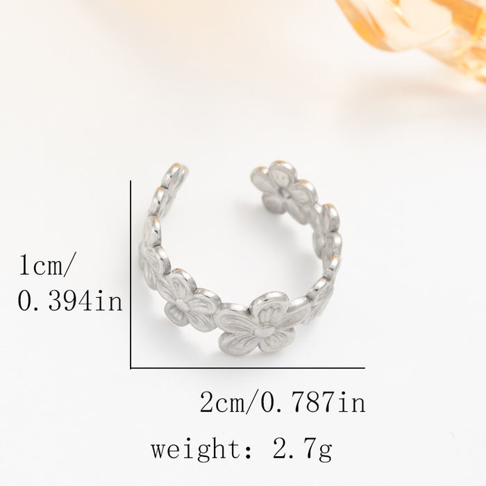 Wholesale Adjustable Open Flower Stainless Steel Ring