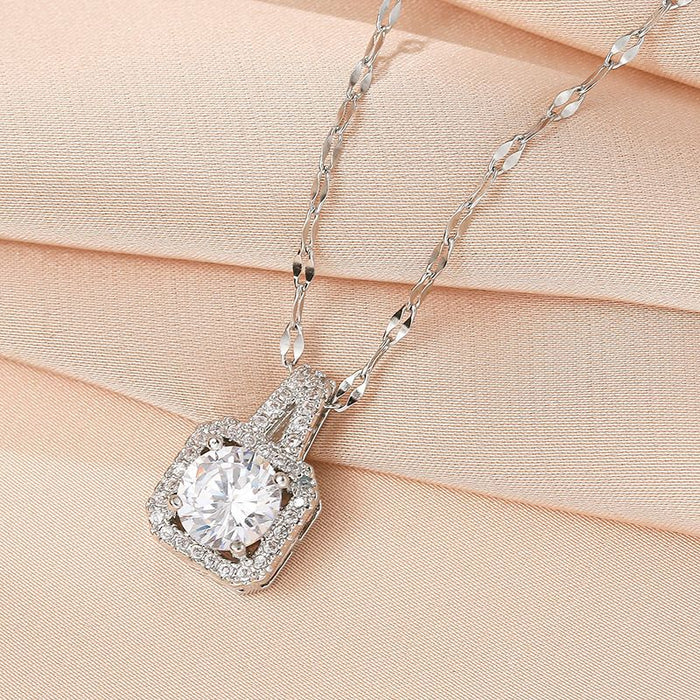 Wholesale Necklace zircon necklace titanium steel necklace women's silver fashionable temperament versatile collarbone chain jewelry