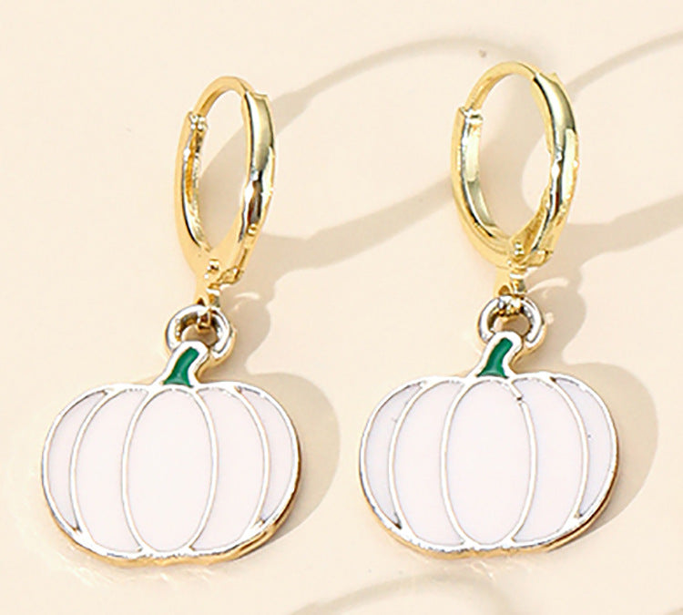Wholesale Earring Alloy Enamel Pumpkin Maple Moon MOQ≥3 JDC-ES-LINER003