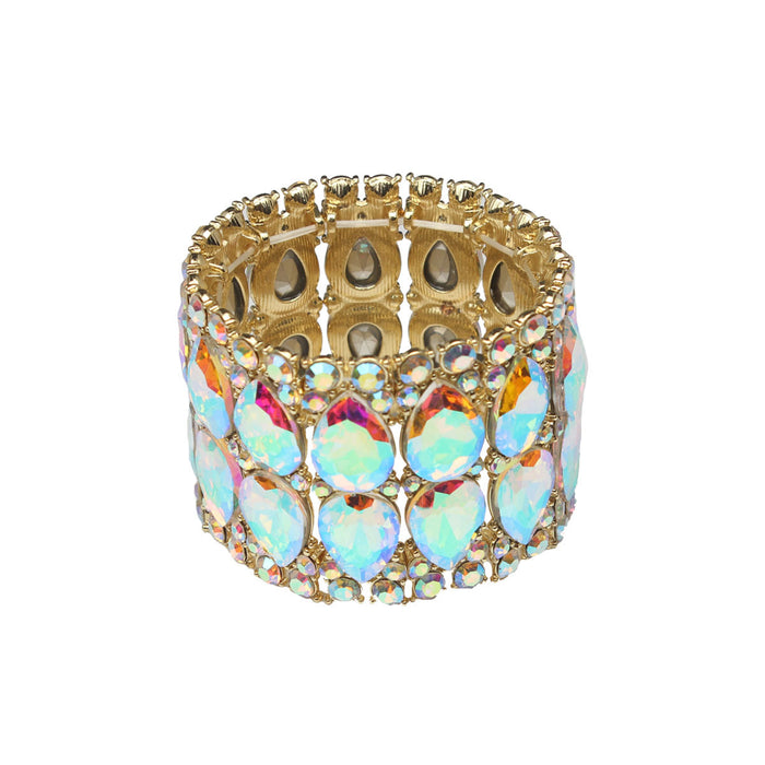 Wholesale Rhinestone Stretch Bracelet For Women Gold AB Geometric Statement Jewelry Party Fashion Accessory Boutique Resale
