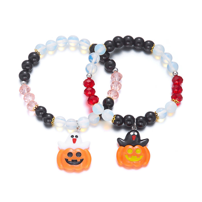 Wholesale  pumpkin head ghost bracelet mixed color beaded bracelet dark style  couple bracelet