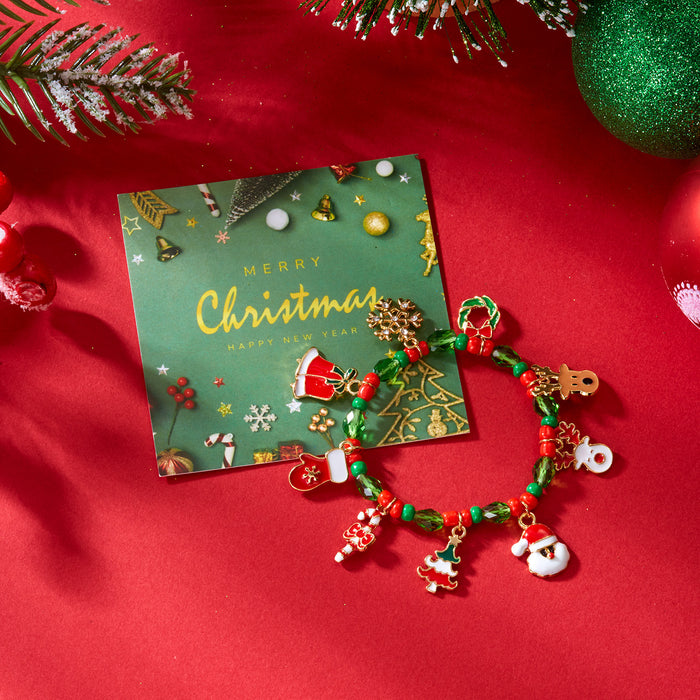 Wholesale Christmas gift exquisite snowflake snowman elk Christmas tree rice bead crystal multi-pendant bracelet