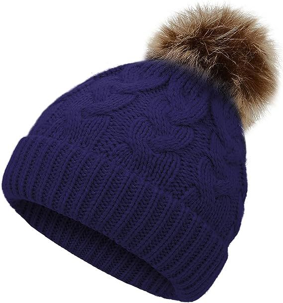 Wholesale winter children' s fur ball thickened wool hat