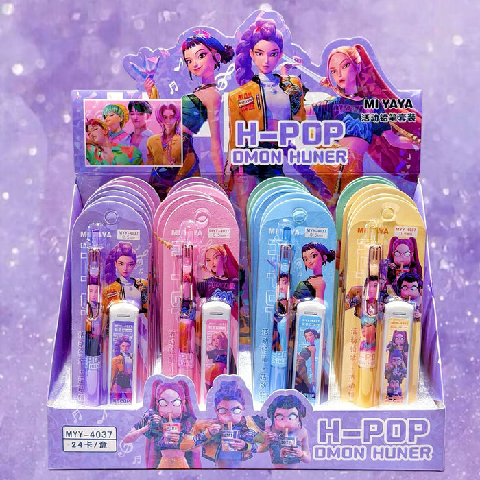 Wholesale Cartoon K-pop themed automatic pencil set with continuous lead supply