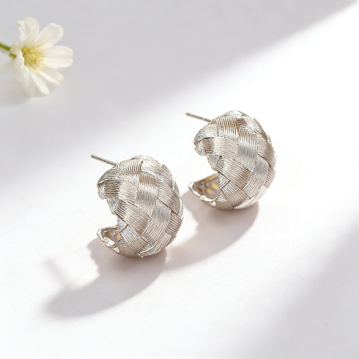 Wholesale Woven texture hollow arc heart-shaped teardrop earrings