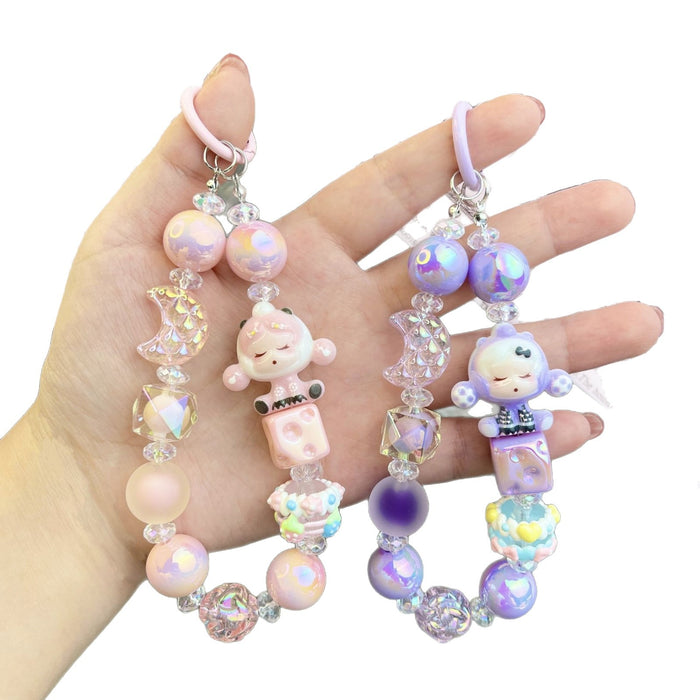 Wholesale Transparent Moon Bubble Girl Cute Hot Style Cute Mobile Phone Chain Keychain Bag Doll Pendant Accessories