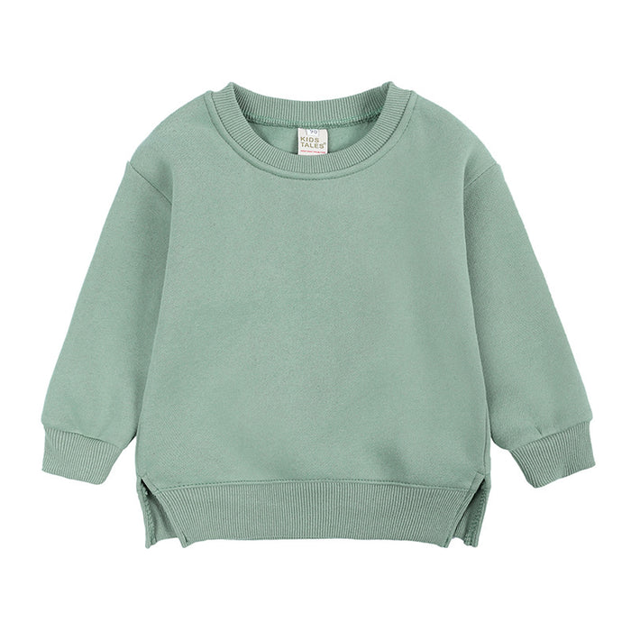 Wholesale Boys' and Girls' Hoodies round Neck Pullovers for Small and Medium-sized Children Solid Color with Plush Baby Tops JDC-CTS-SK003