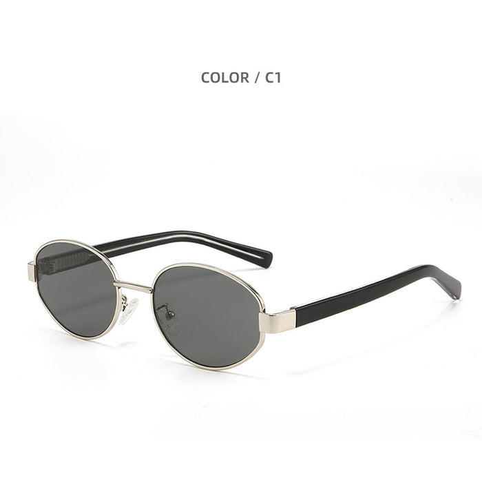 Wholesale Sunglasses Metal Elliptical Retro Cat Eye Sunglasses Women's Premium Nylon