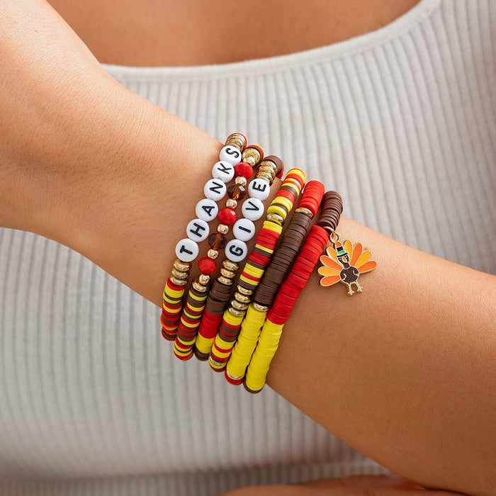 Wholesale Thanksgiving Maple Leaf Acrylic Bracelet Creative Handmade Soft y Beaded Bracelet suit