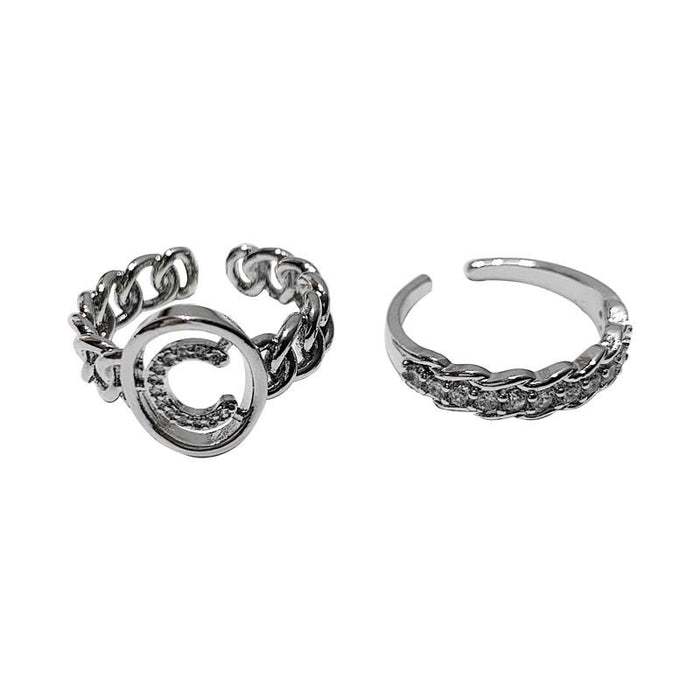 Wholesale Fashionable temperament, open mouth two-piece ring set, niche design, personalized combination, stacked index finger ring, ring