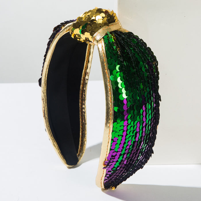 Wholesale Valentine' s Day Fabric Pearl Rhinestone Sequin Flower Headband