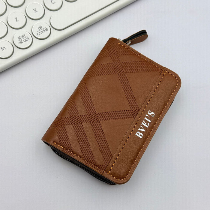 Wholesale European Retro Plaid PU Accordion Card Wallet Large Capacity Coin Purse MOQ≥2