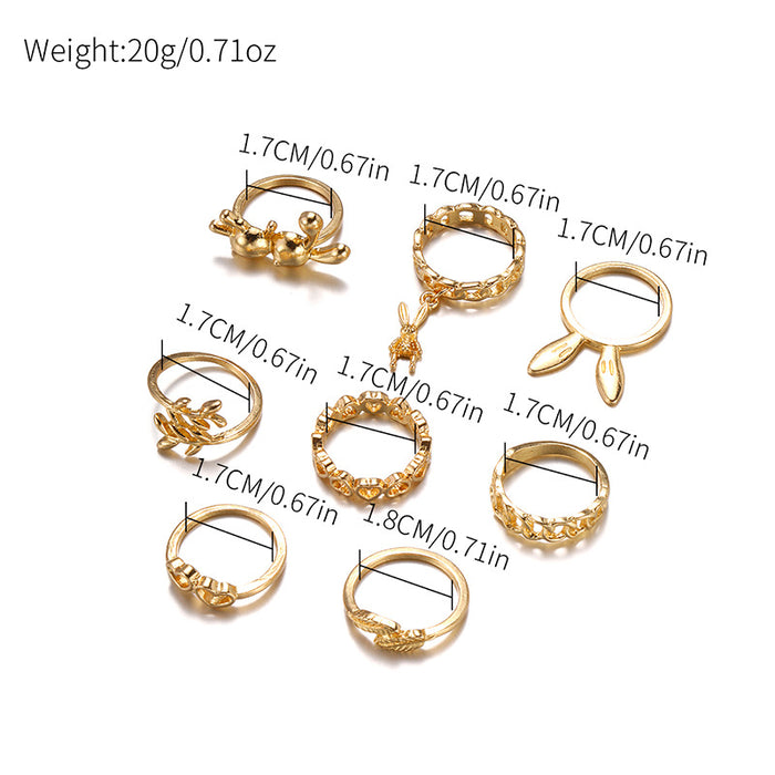 Wholesale Handmade Cute Earring Set of 8 Fashion Alloy Love Ring Leaves