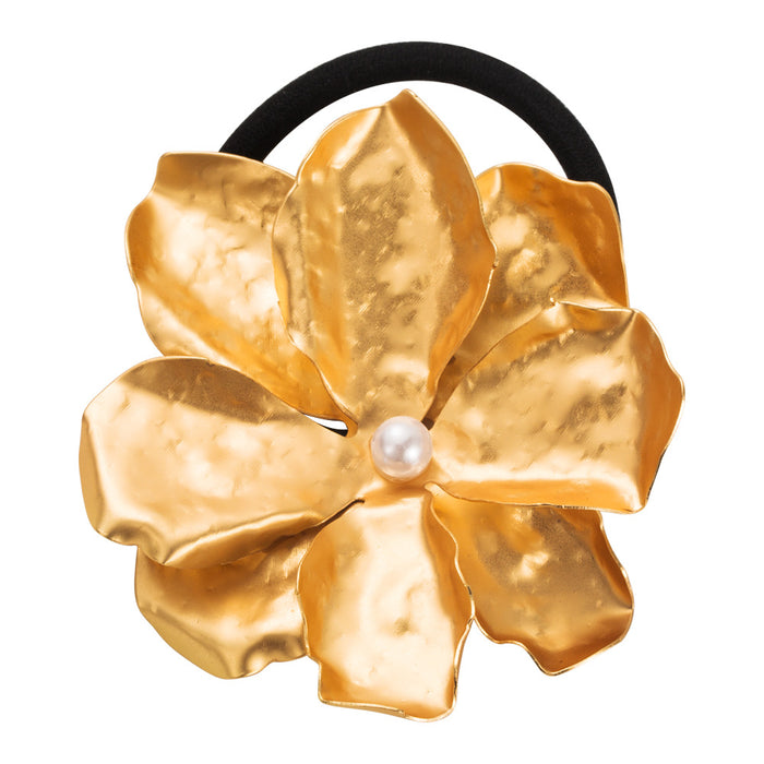 Wholesale flower metal high elastic hair ring sweet flower head rope hair accessories