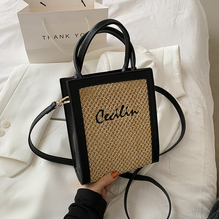 Wholesale Piano Score Straw Handbags