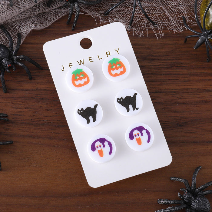Wholesale  Ghost Black Cat Pumpkin Acrylic Earring Set Jewelry Accessory Gift
