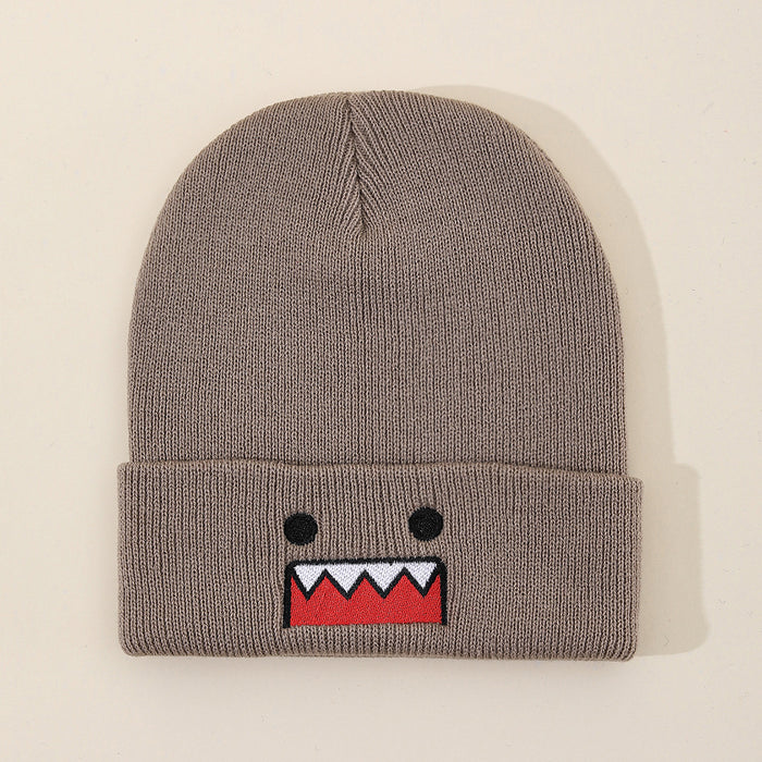 Wholesale Cartoon embroidery funny knitted hat autumn and winter cold hat outdoor warm hat