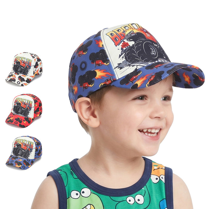 Wholesale Kids Baseball Cap with Flame Print Summer Sun Protection Unisex Hat