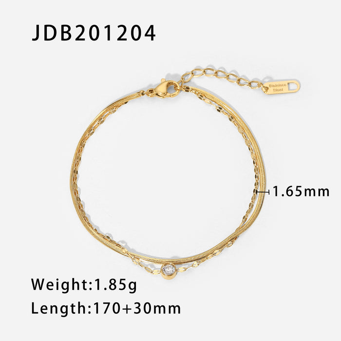 Wholesale Stainless Steel Zircon Double Layer Bracelet JDC-BT-JD113