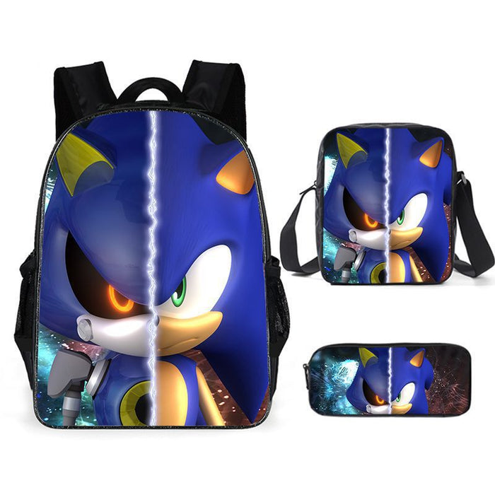 Wholesale SONIC Primary School Student Backpack Three-piece Set Anime Cartoon Backpack Shoulder Bag Pencil Case JDC-BP-Shangl006