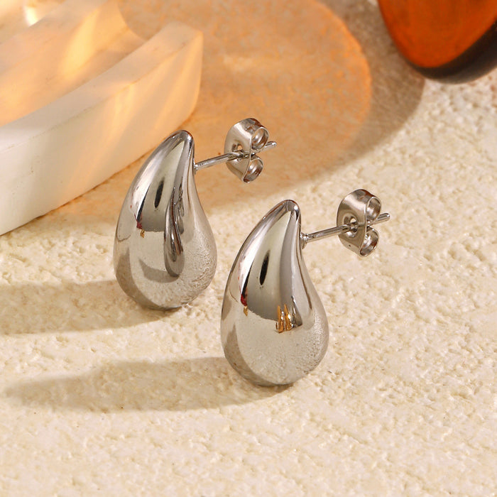 Wholesale Versatile niche teardrop solid titanium steel earrings