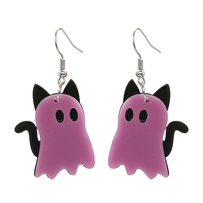 Wholesale  series acrylic earrings orange purple ghost cat earrings small simple style earrings