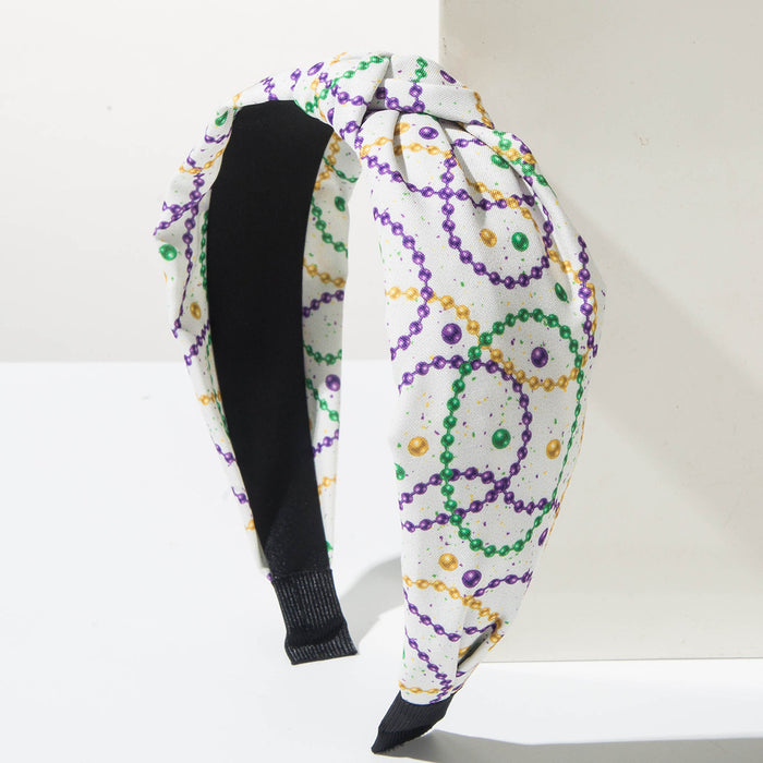 Wholesale Mardi Gras Colorful Print Knotted Headband
