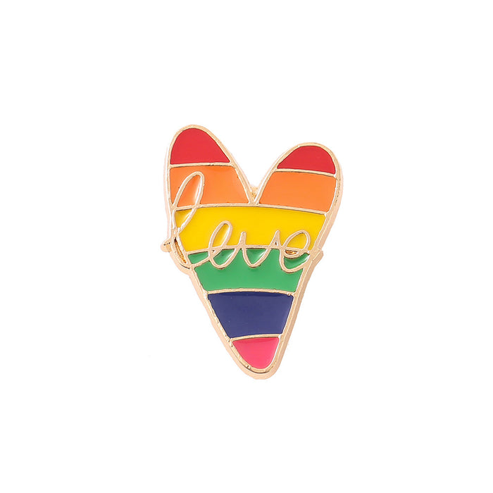 Wholesale Rainbow Heart Letter Brooch