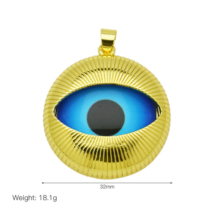 Wholesale Striped heart-shaped love heart eye devil eye copper gold-plated necklace pendant jewelry pendant