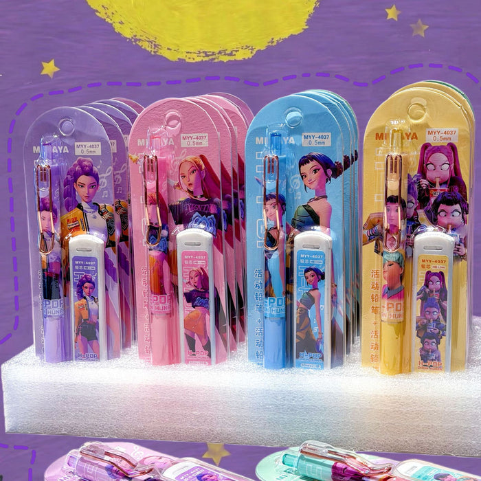 Wholesale Cartoon K-pop themed automatic pencil set with continuous lead supply
