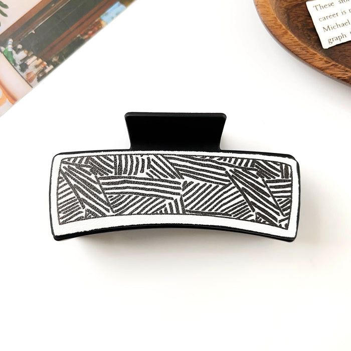 Wholesale Pu Printed Shark Clip Western Style Retro Leather Hairpin Hair Grabber Hair Accessories