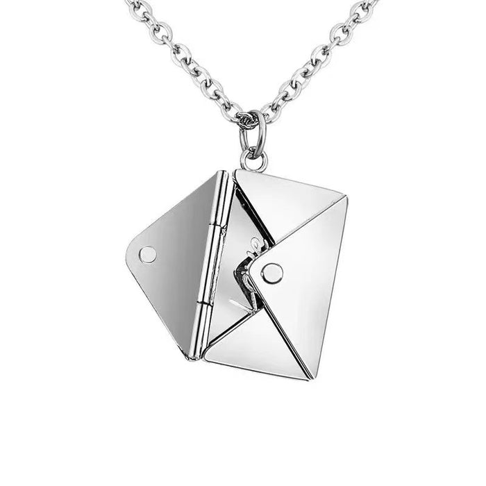 Wholesale envelope necklace titanium steel lettering love envelope pendant design necklace