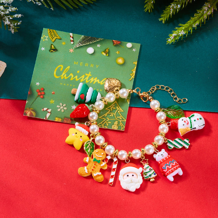 Wholesale Christmas cute imitation pearl bracelet versatile high-end sweet gift for girlfriends handmade beaded jewelry