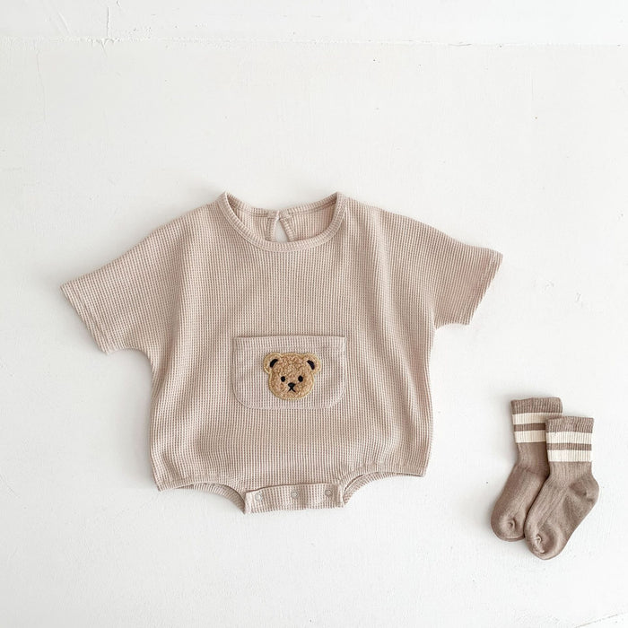 Wholesale Cute Bear Baby Waffle Short Sleeve Onesie JDC-BC-WeiNiS017